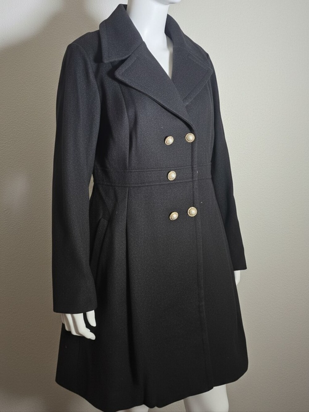 Classic Black Double-Breasted Women's Coat